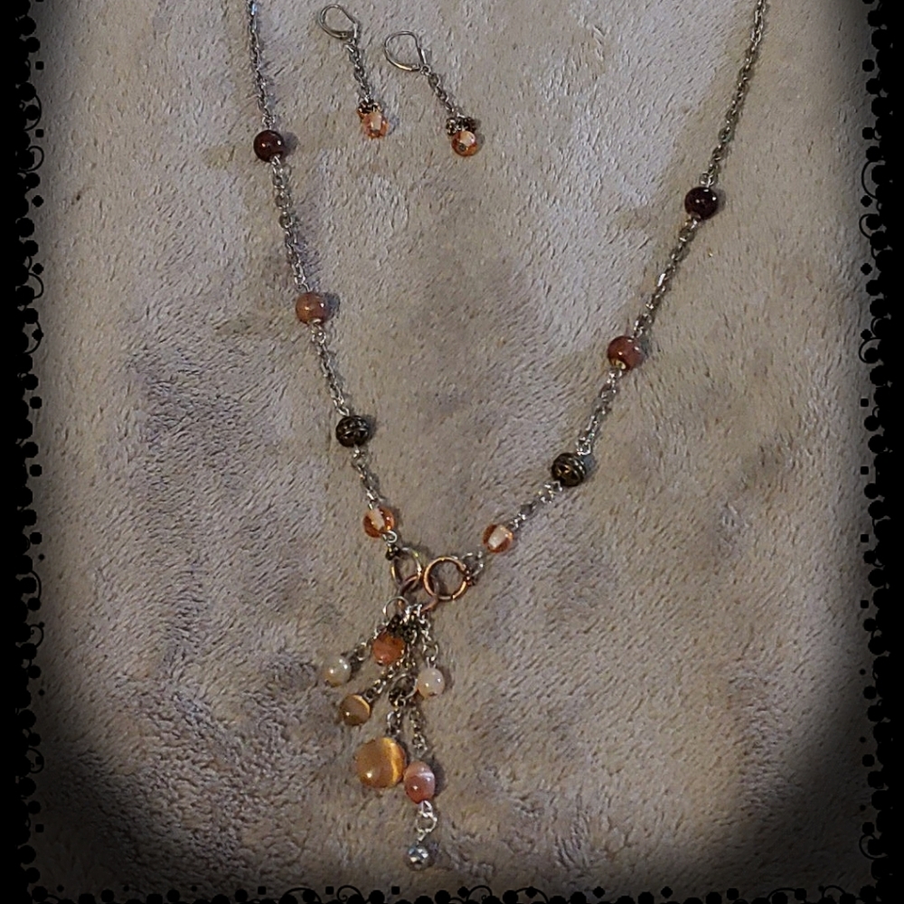 Handmade Silver Necklace with matching Earrings
